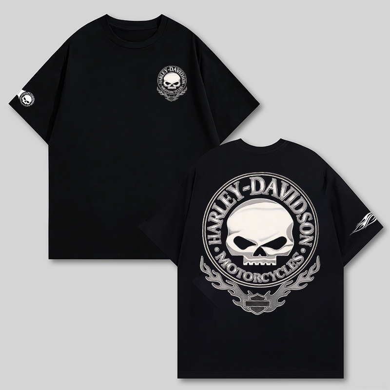  Motorcycles Skull Printed Oversized Unisex T-shirt