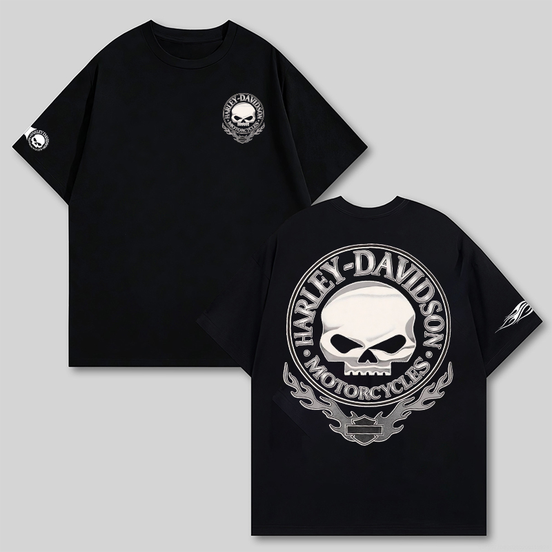 Harley-Davidson Motorcycles Skull Printed Oversized Unisex T-shirt