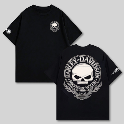  Motorcycles Skull Printed Oversized Unisex T-shirt