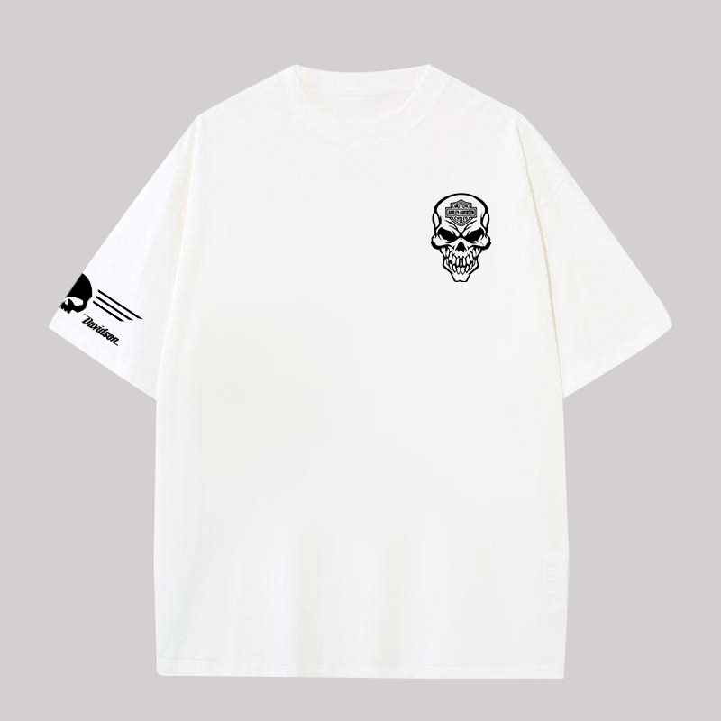  Motorcycles Skull Printed Oversized Unisex T-shirt