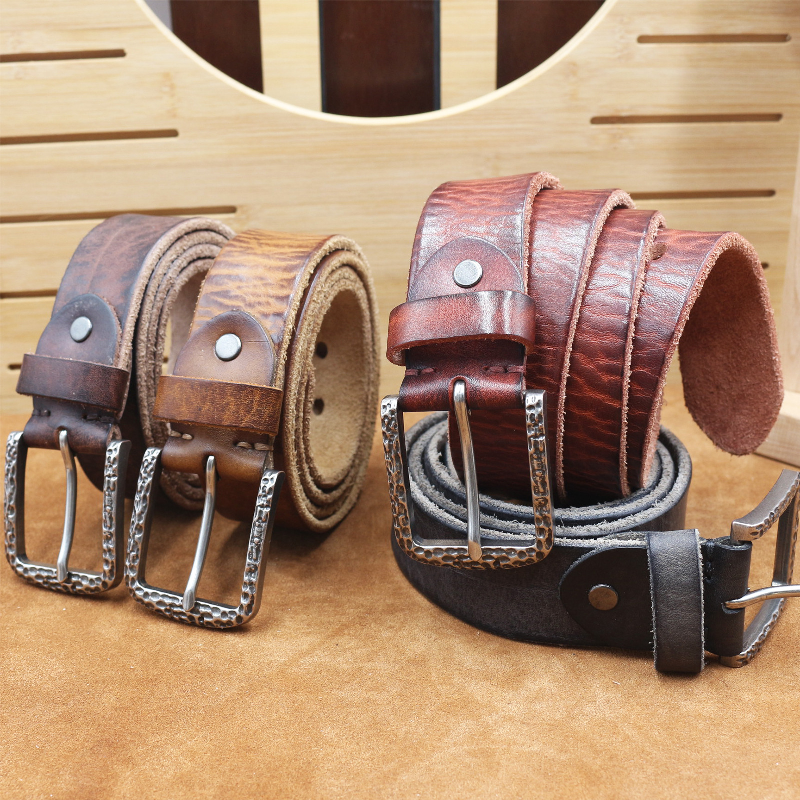 Men's Vintage Distressed Top Layer Pure Cowhide Leather Belt