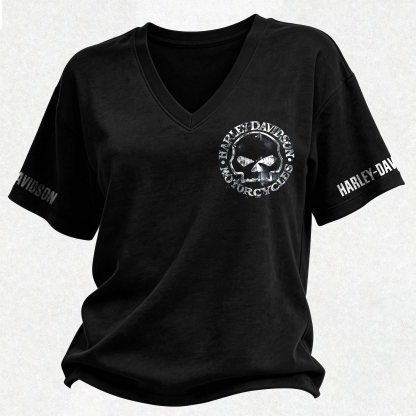  Motorcycles Printed V-Neck Women's T-shirt