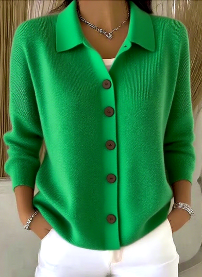 Women Cotton Plain Long Sleeve Comfy Casual Cardigan