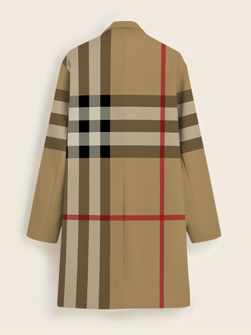 Men's fashion geometric print mid-length coat