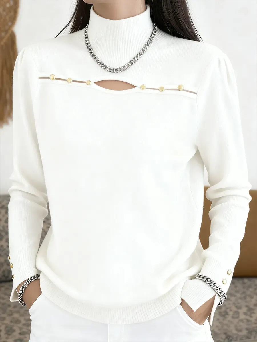 Women's Christmas Solid Color Hollow-Out Pullover Sweater