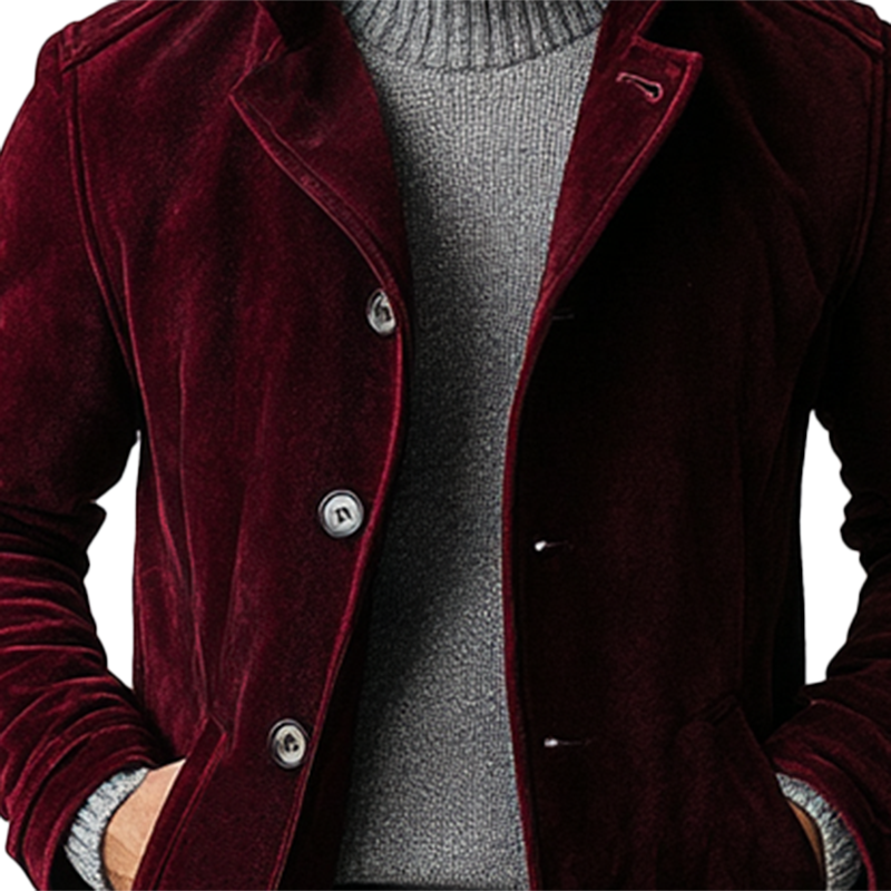 Men's Vintage Suede Single Breasted Mid-Length Coat 
