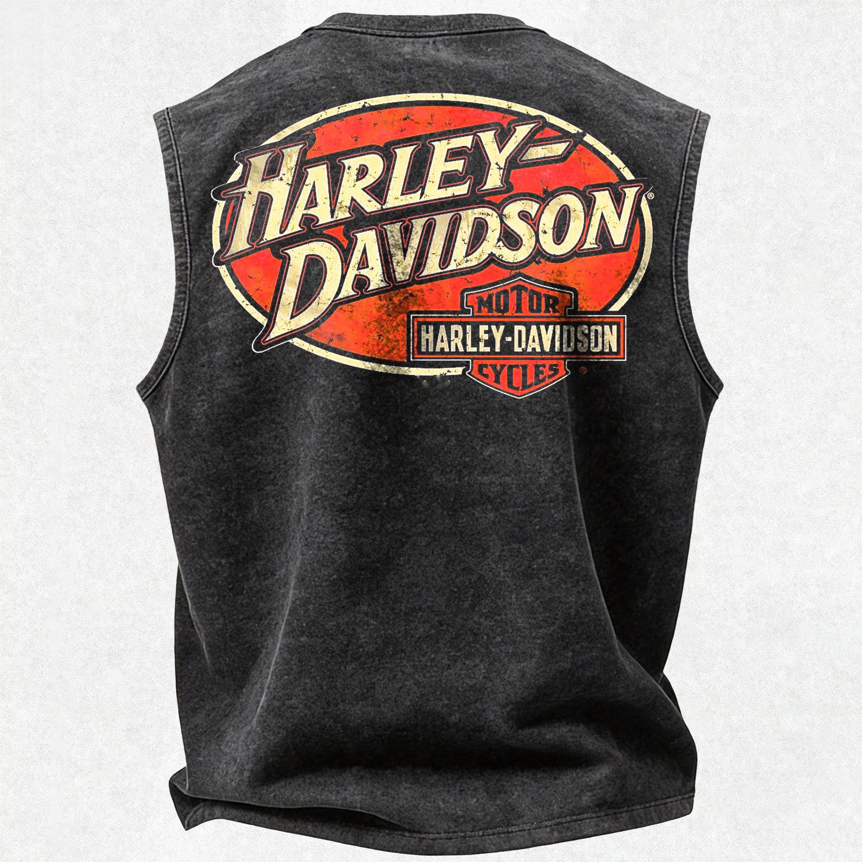  Motorcycles Printed Men's Washed Vest