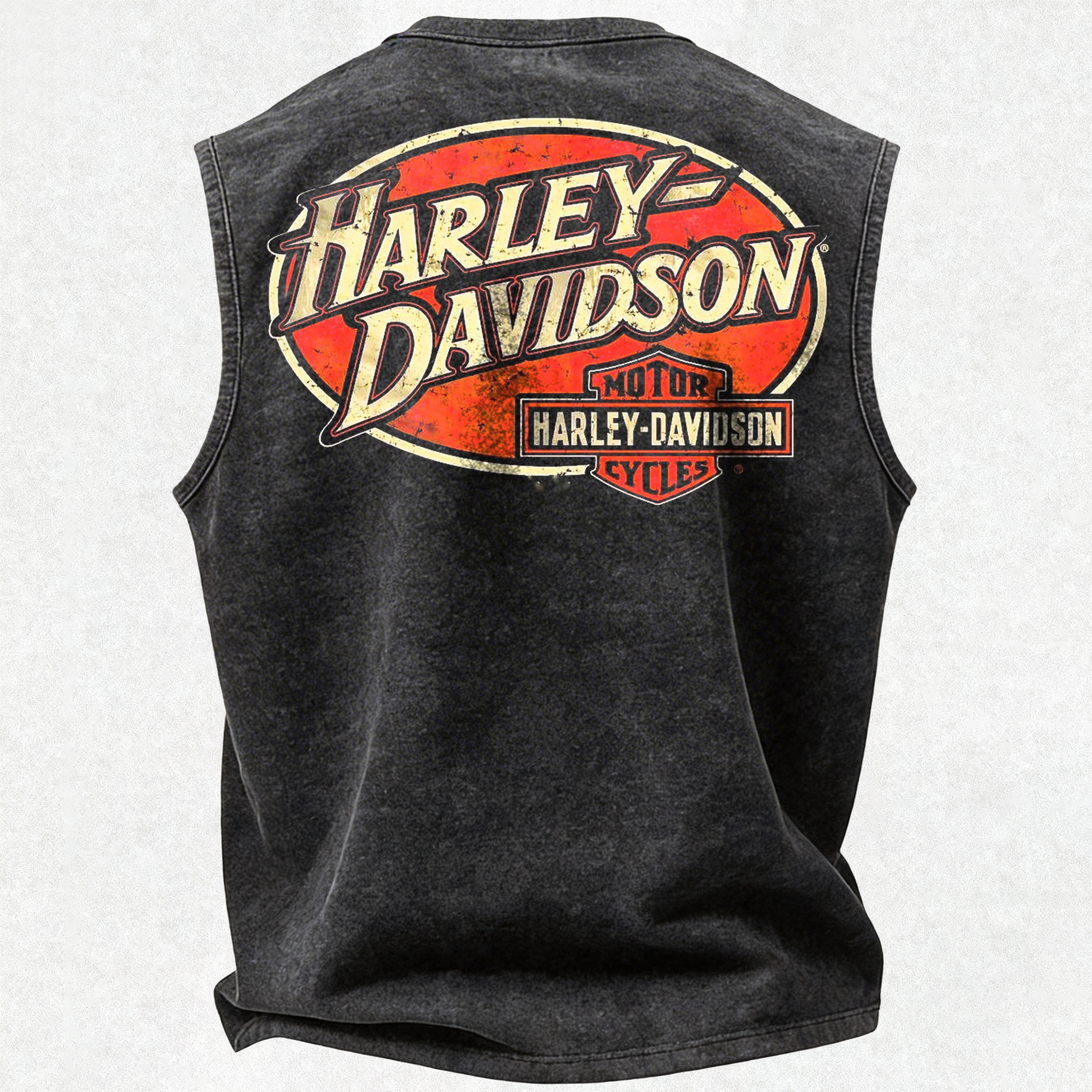  Motorcycles Printed Men's Washed Vest