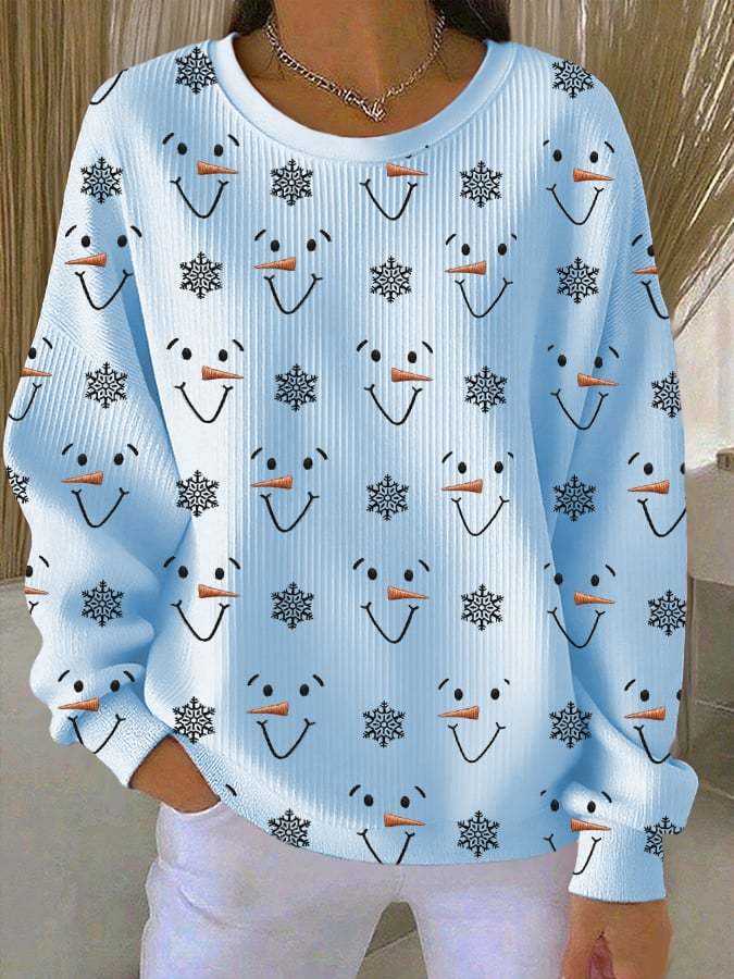 Women's Casual Christmas Snowman Sweatshirt