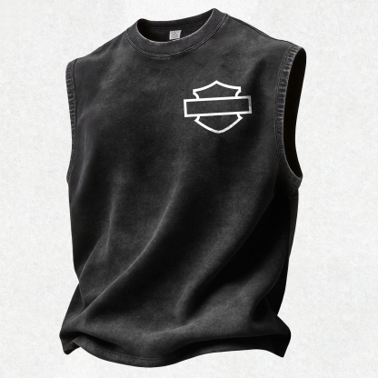  Motorcycles Printed Men's Washed Vest