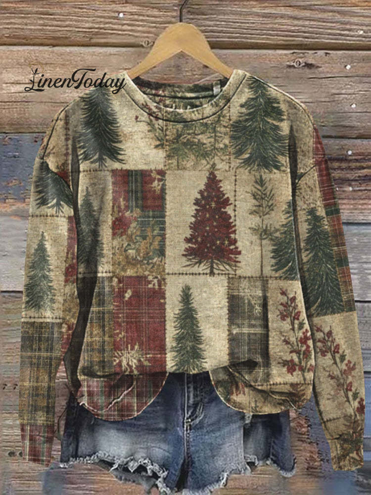 Vintage Christmas Retro Art Print Casual Sweatshirt
