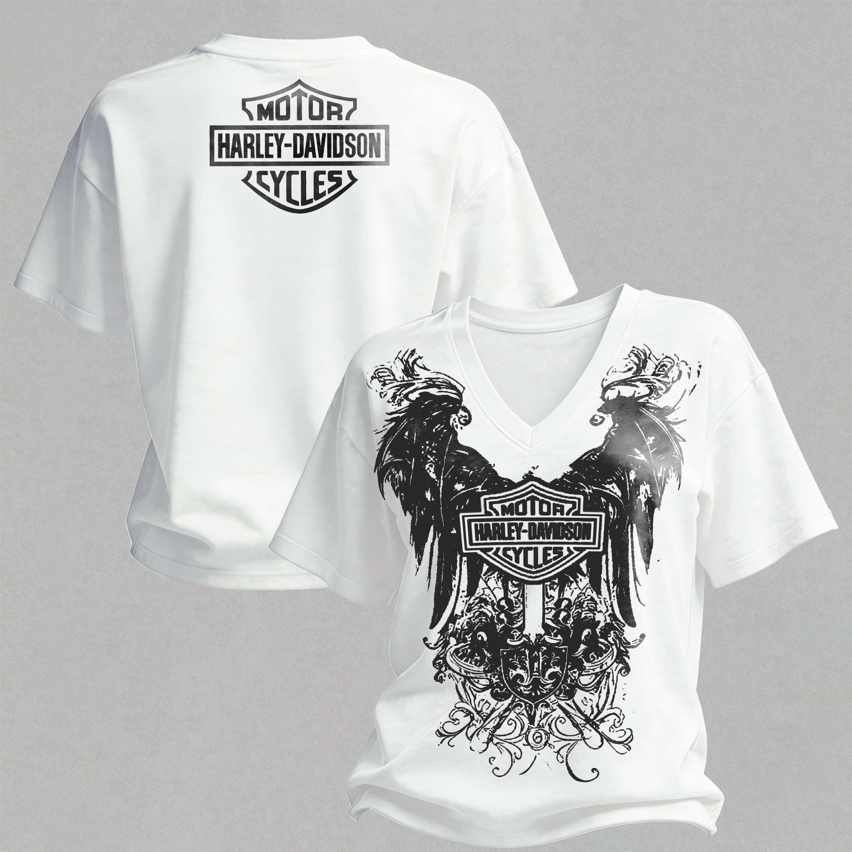  Motorcycles Printed V-Neck Women's T-shirt