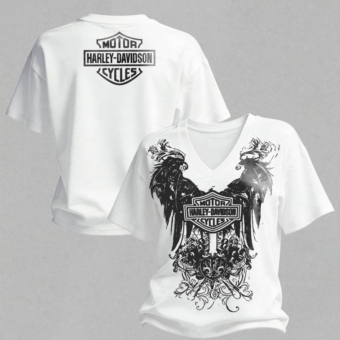 Harley-Davidson Motorcycles Printed V-Neck Women's T-shirt