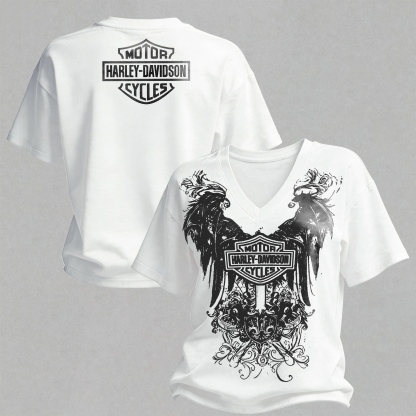  Motorcycles Printed V-Neck Women's T-shirt