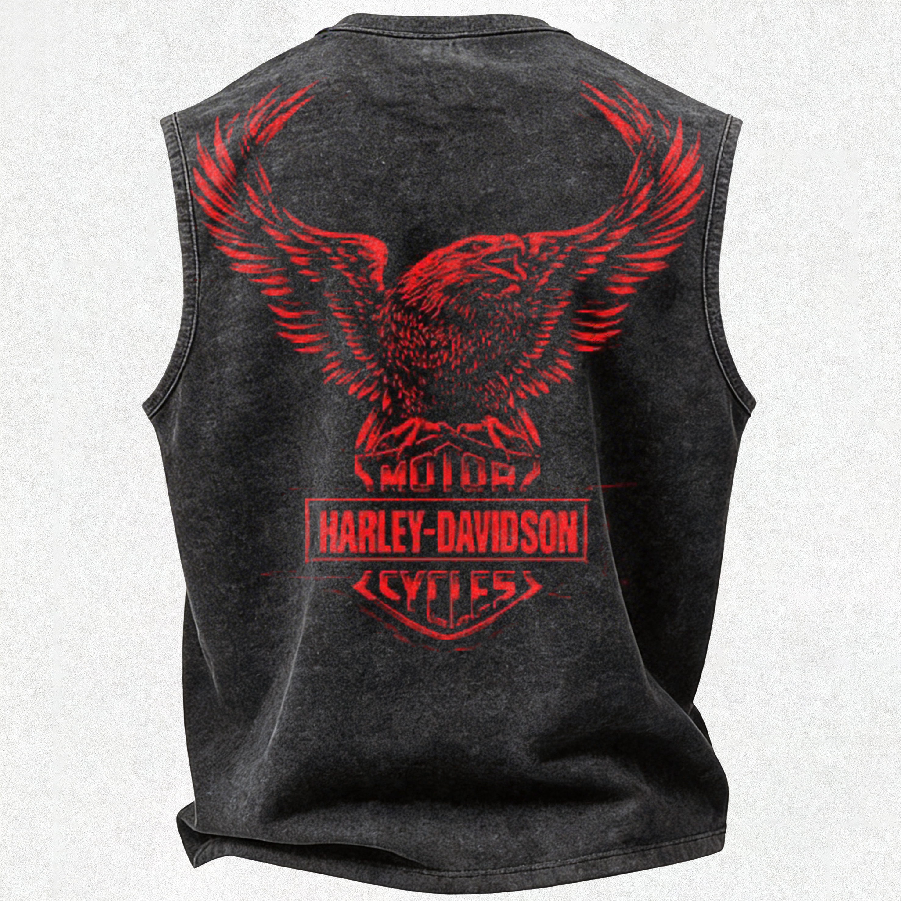  Motorcycles Printed Men's Washed Vest