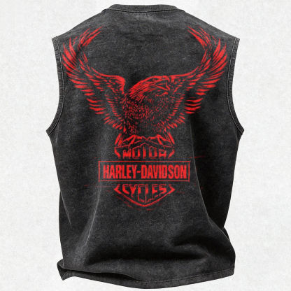  Motorcycles Printed Men's Washed Vest