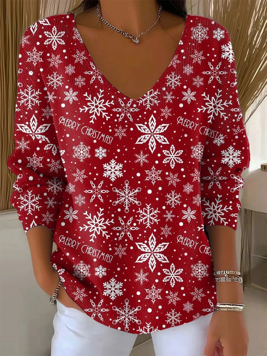 Vintage  Christmas Snowflake Art Print Buttoned Cardigan Sweater
