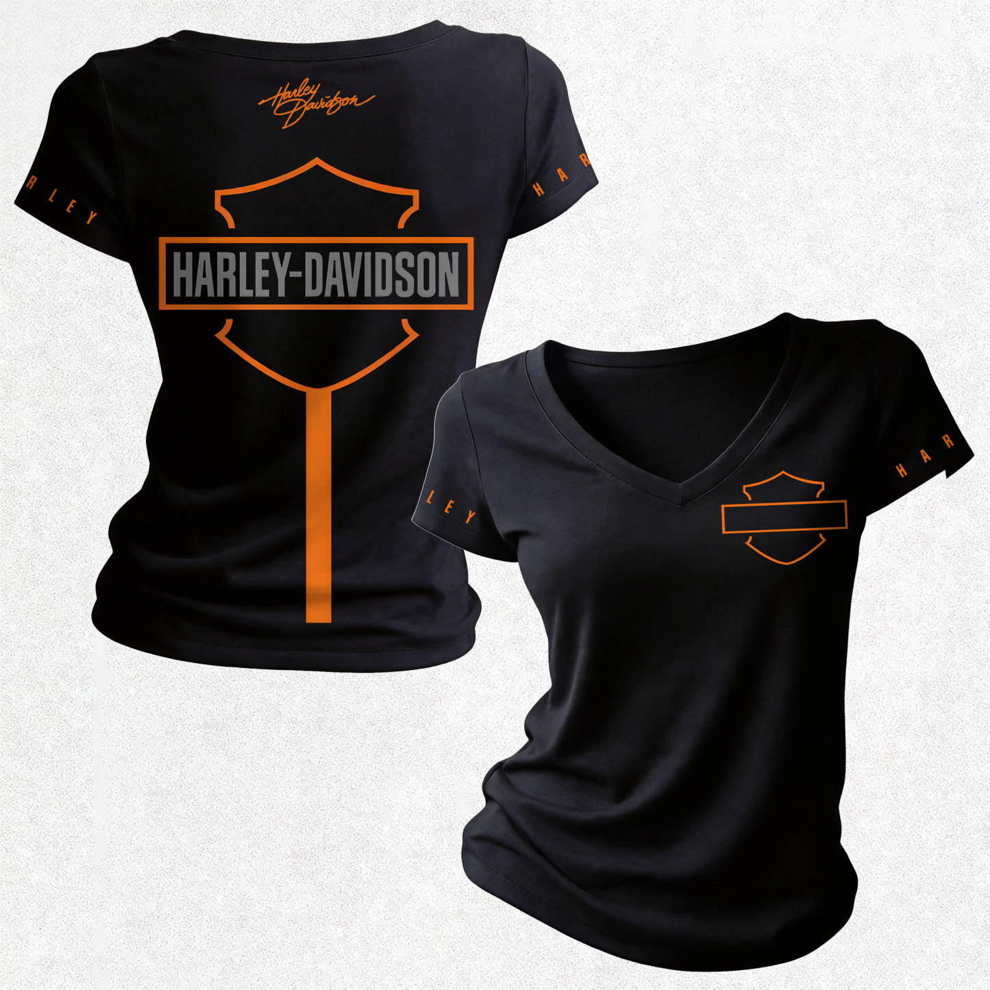 Harley-Davidson Motorcycles Printed Women's V-neck Pleated Waist Fitted T-shirt