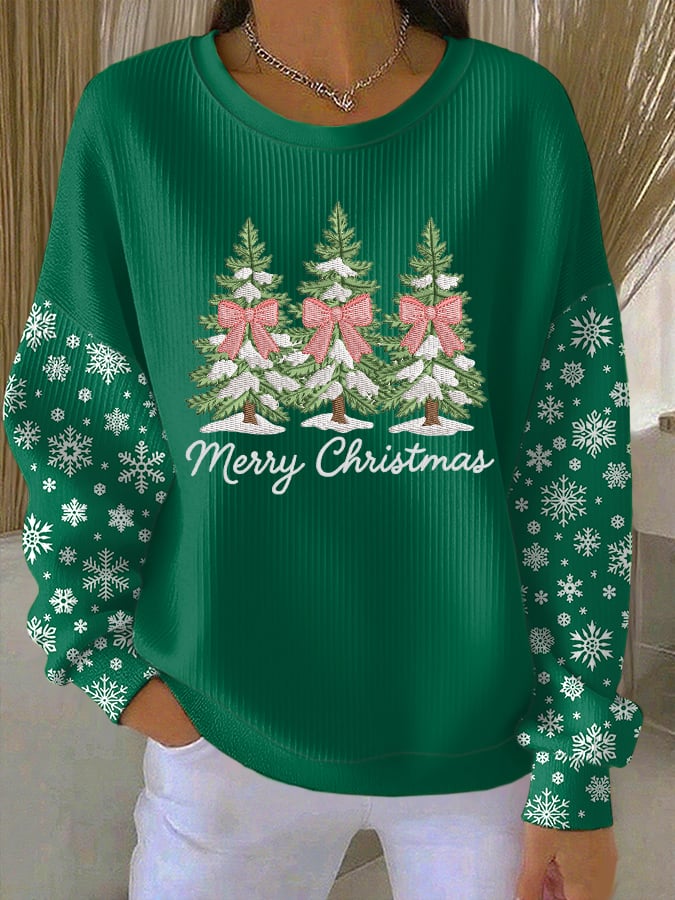 Women's Casual Christmas Textured Sweatshirt