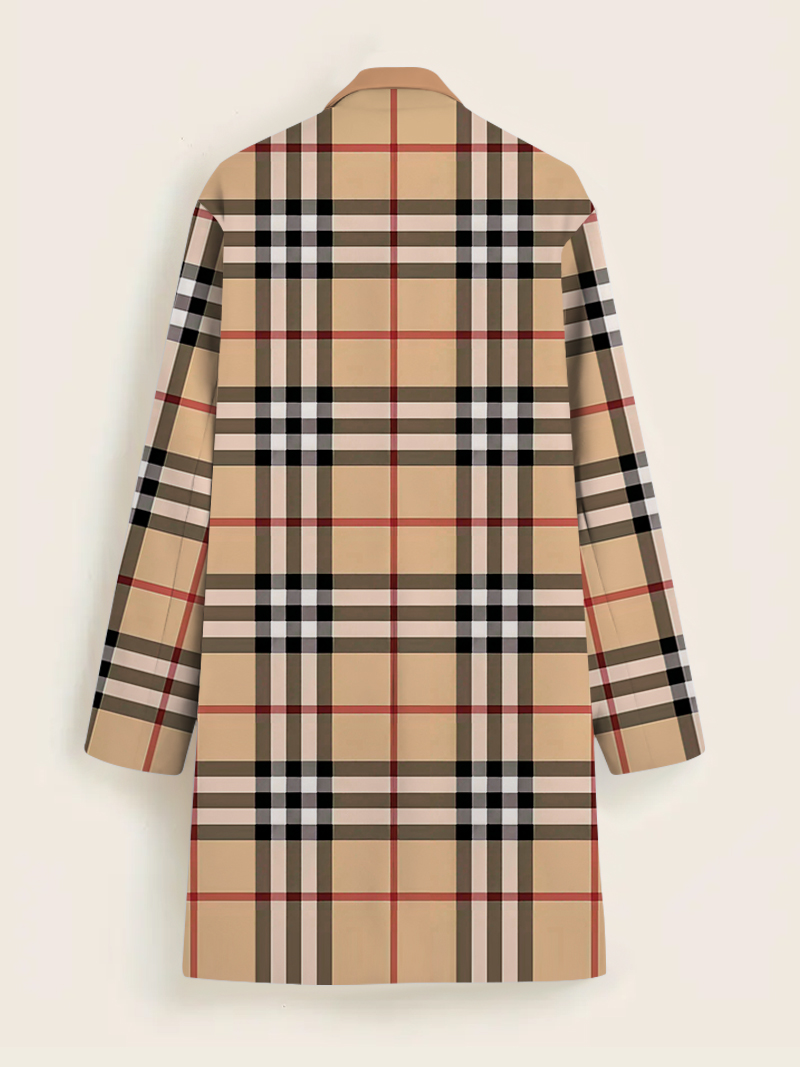 Men's fashion geometric print mid-length coat