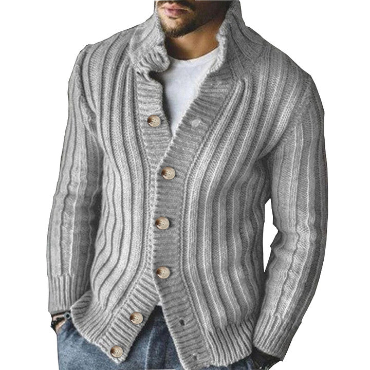 Men's Single Breasted Knit Sweater Jacket 