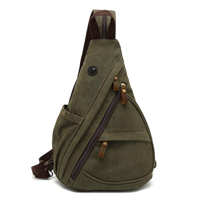 Men's Vintage Canvas Solid Color Chest Bag 