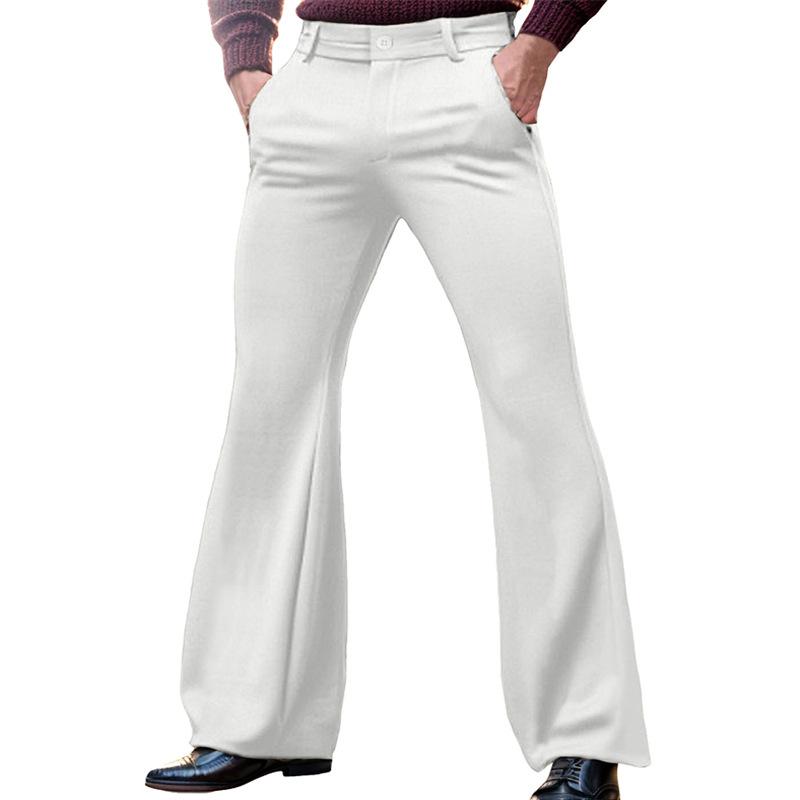 Men's Casual Solid Color Slant Pocket Slim Flared Pants 