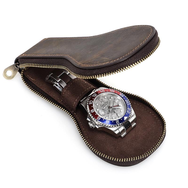 Men's Vintage Cowhide Watch Storage Bag 