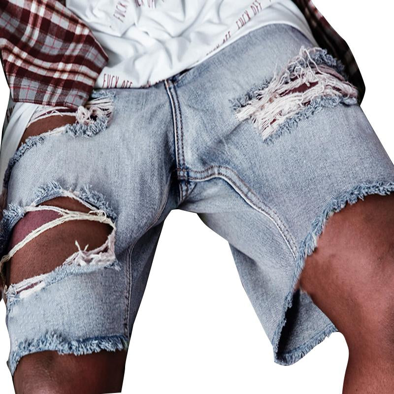 Men's Vintage Fashion Ripped Denim Shorts 
