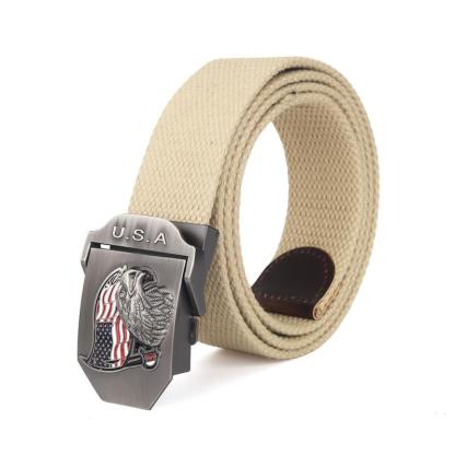 Men's USA Eagle Flag Canvas Automatic Smooth Buckle Belt