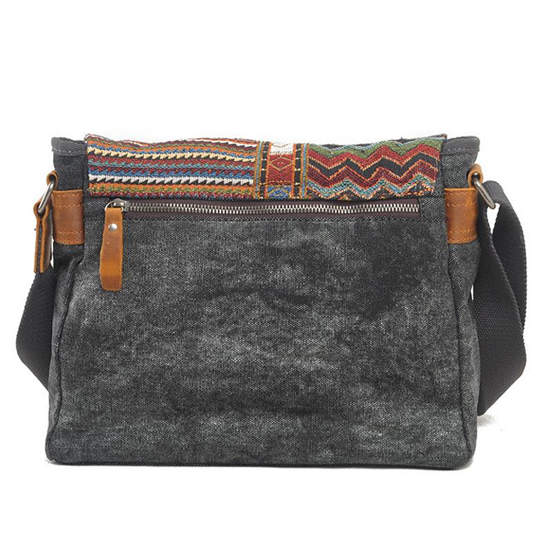 Men's Retro Ethnic Pattern Canvas Shoulder Bag 
