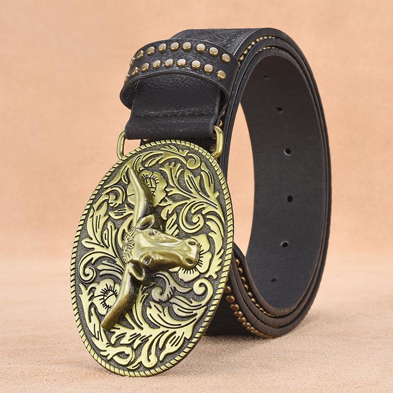 Men's Vintage Rivet Embossed Belt 