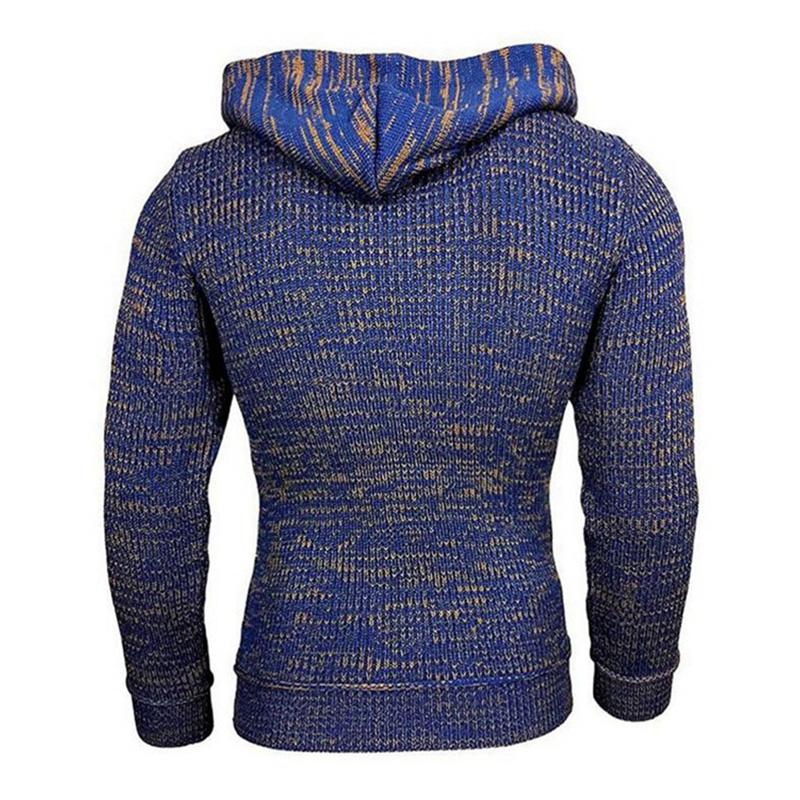 Men's Casual Hooded Long-Sleeved Pullover Knitted Hoodie 