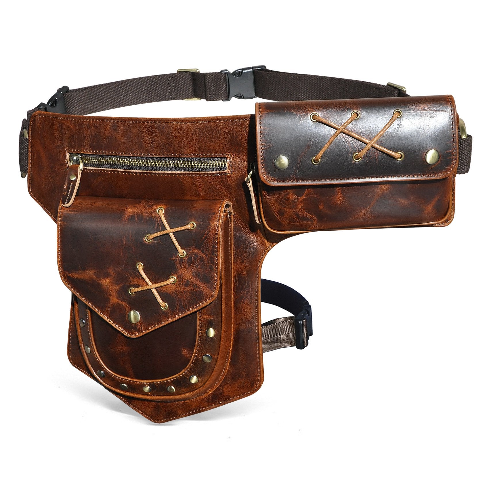 Men's Classic Retro Personality Outdoor  Leather  Waist Bag