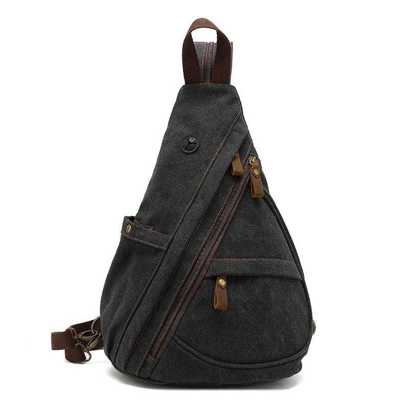 Men's Vintage Canvas Solid Color Chest Bag 