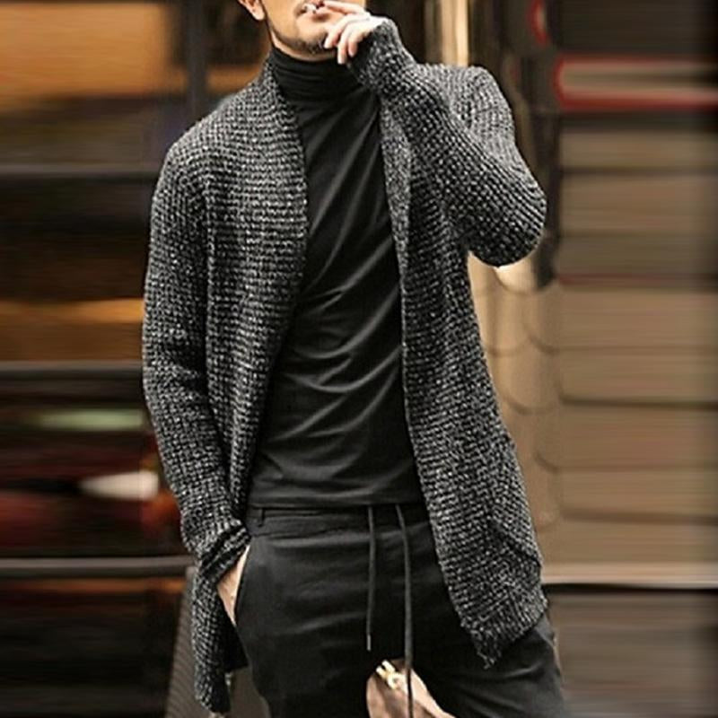 Men's Casual Loose Mixed Color Knit Long Sleeve Cardigan