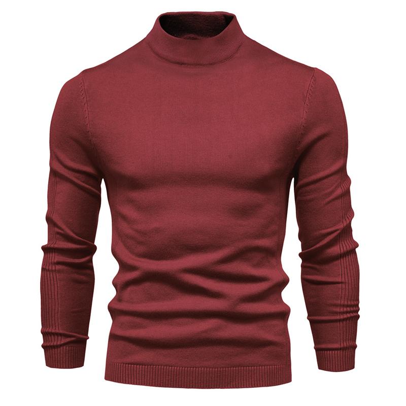 Men's Solid Color Turtleneck Pullover Knit Sweater 