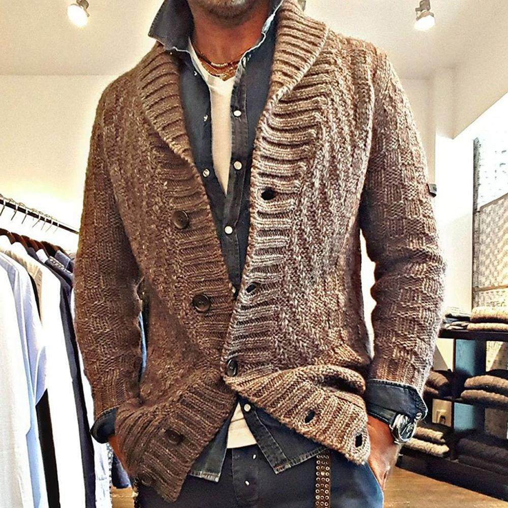 MEN'S VINTAGE LAPEL KNIT CARDIGAN JACKET 