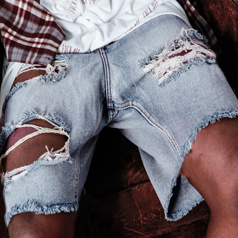 Men's Vintage Fashion Ripped Denim Shorts 