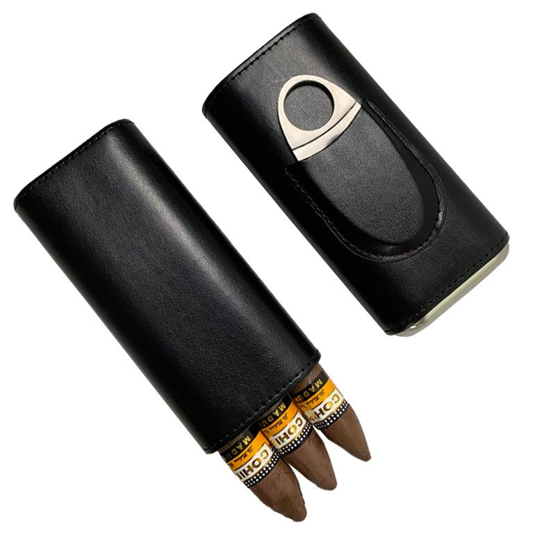 Men's Portable Cigar Moisturizing Leather Storage Bag 