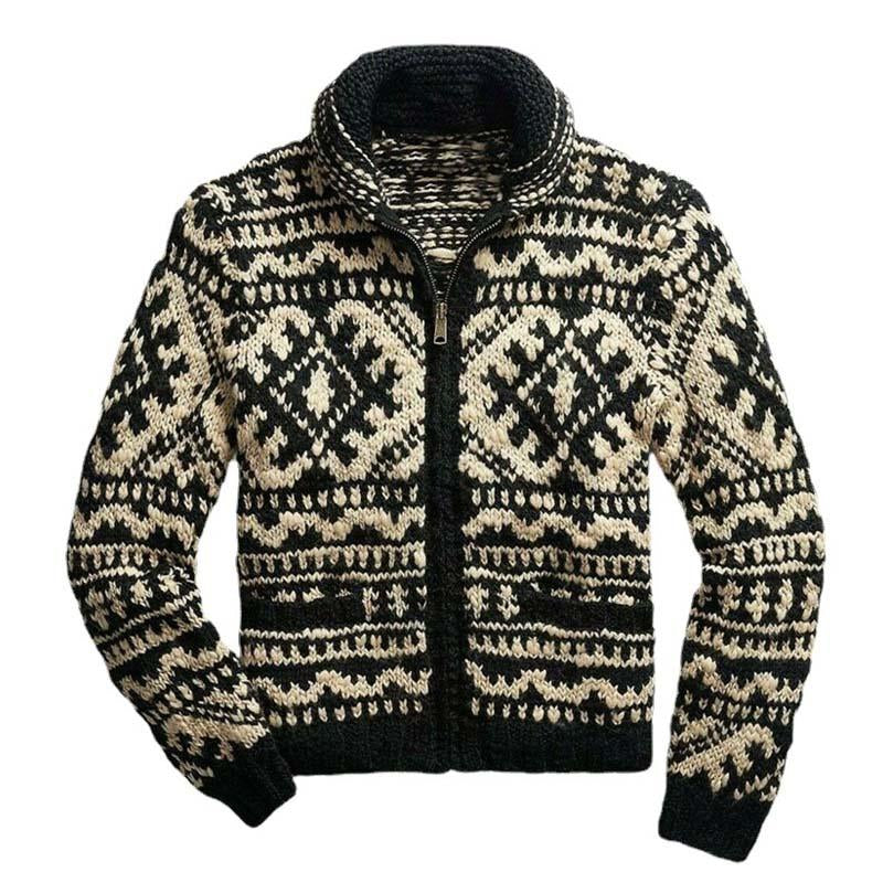 Men's Lapel Vintage Jacquard Knit Jacket