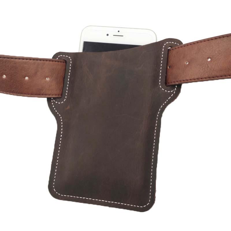 Men's Vintage Outdoor Genuine Leather Mobile Phone Waist Bag  