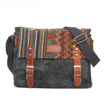 Men's Retro Ethnic Pattern Canvas Shoulder Bag 
