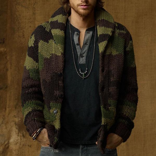 Men's Camo Jacquard Sweater Jacket 