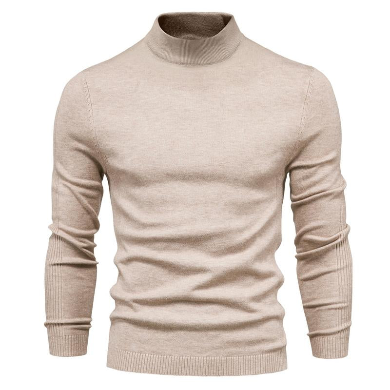 Men's Solid Color Turtleneck Pullover Knit Sweater 