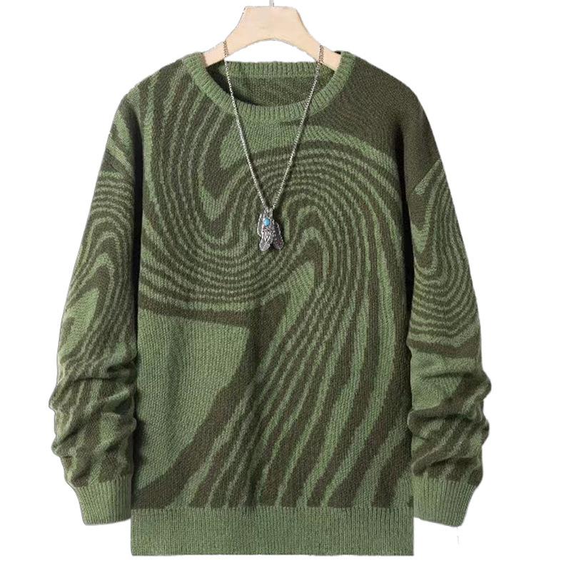 Men's Jacquard Crew Neck Knitted Sweater 
