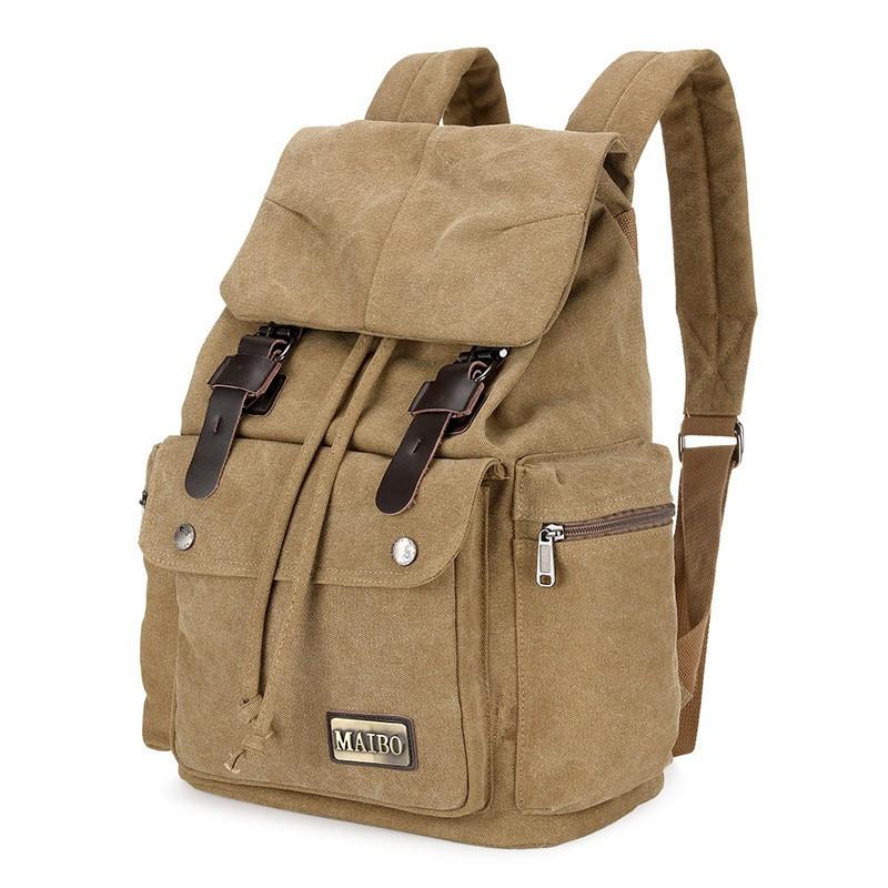Men's Retro Outdoor Large Capacity Multi-Pocket Canvas Backpack 