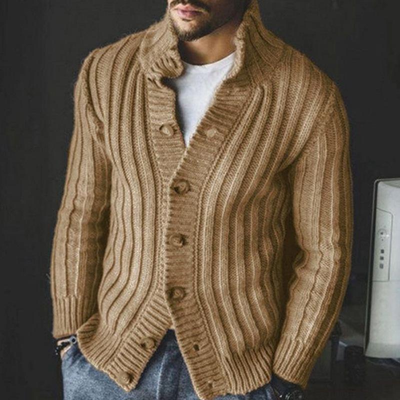 Men's Single Breasted Knit Sweater Jacket 