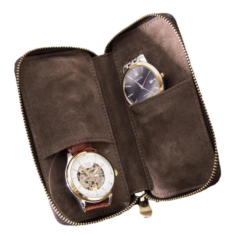 Men's Vintage Cowhide Handmade Watch Storage Bag 