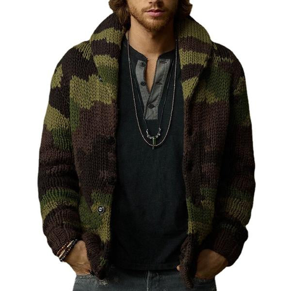 Men's Camo Jacquard Sweater Jacket 